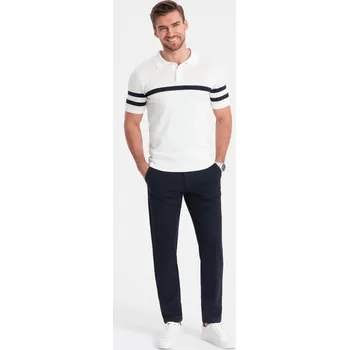 Pánské kalhoty Pánské elegantní chino kalhoty SLIM FIT - tmavě modré V3 OM-PACP-0191 - XL