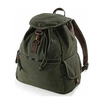 Městský batoh Plátěný batoh Camel s kapsami – tmavě zelený / military green (Plátěný batoh Camel s kapsami – tmavě zelený / military green)