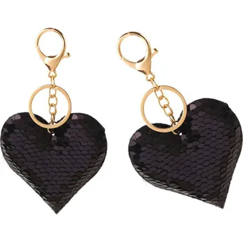 Figurka Mamido Přívěsek srdce s oboustrannými flitry stříbrný černý