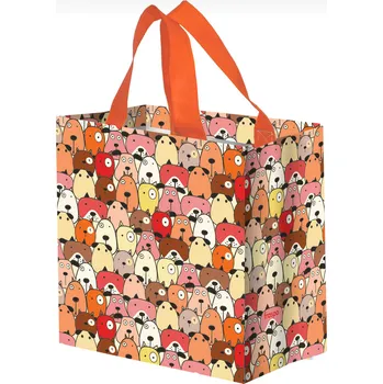 Nákupní taška Taška svačinová, nákupní - Pejsci oranžoví 26 x 27 cm (Eko taška se psi, pes)