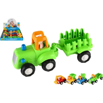 autíčko Teddies Auto stavební a zemědělské plast 10-16cm na setrvačník mix druhů