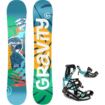 Snowboard Gravity snowboards Snowboard komplet Gravity Ace 24/25 junior + vázání Fastec FT360 black/mint Velikost: 100 cm, Velikost vázání: M