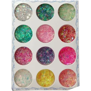 Třpytky glitrové holografické – sada 12 barev