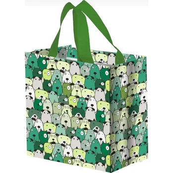 Nákupní taška Taška svačinová, nákupní - Pejsci zelení 26 x 27 cm (Eko taška se psi, pes)