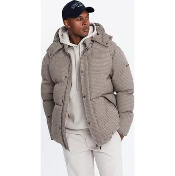 Pánská casual bunda Ombre High padded puffer jacket with pattern - brown Ombre hnědá 2958197