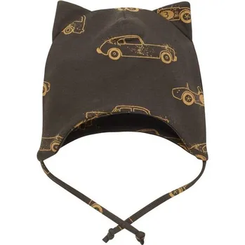 Kojenecká čepice PINOKIO Čepička zavazovací Old Cars GRAFIT - 68