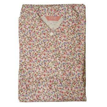 Dámské noční prádlo Luiz Dámská flanelová noční košile růžovo-fialová/květy Velikost: 48