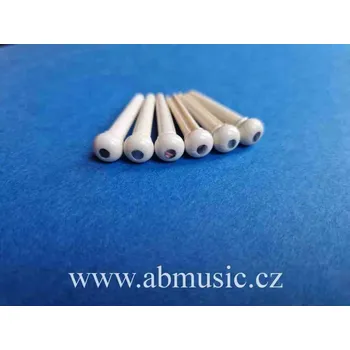 Hudební nástroj Kolíčky do kobylky kytary Bridge Guitar Pins Creme White With Abalone Dot Celluloid Germany