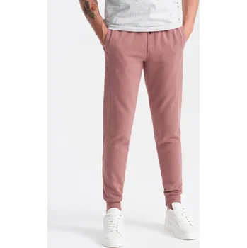 Pánské bavlněné tepláky BASIC jogger - tmavě růžové V4 OM-PABS-0174 - M