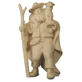 Vánoční dekorace Ornatis Pastýř s holí a ovcí na ramenou Provedení: Přírodní bez malování, Velikost stojících figur dospělých postav: 8 cm Dřevěný vyřezávaný pastýř