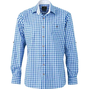 Pánská košile Popelínová kostkovaná košile v tradičním vzhledu JN 638 royal-white XL