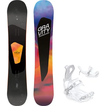 Snowboard Gravity snowboards snowboard komplet Gravity Sublime 24/25 + vázání Fastec FT360 white Velikost: 152 cm, Velikost vázání: M