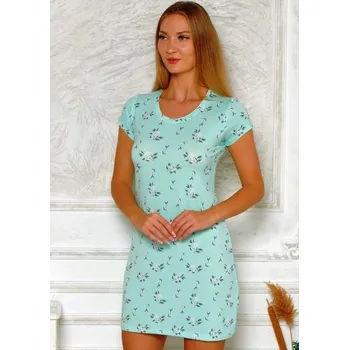Dámské noční prádlo Světle zelinkavá, azurová luxusní jemná noční košilka pro ženy vzor šedé kvítí 1D1435 zelená xxl