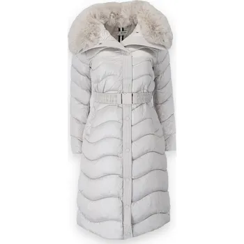 Zimní kabát s kožichem QD2033 Itálie barva: béžová, velikost: XL