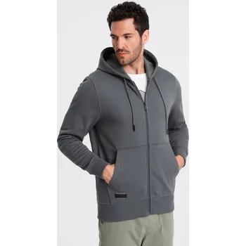 Pánská mikina Pánská bavlněná mikina BASIC s rozepínáním - grafitová V11 OM-SSBZ-0160 - XL