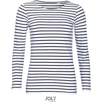 Dámské tričko Dámské pruhované tričko s dlouhým rukávem Marine Women white-navy XL