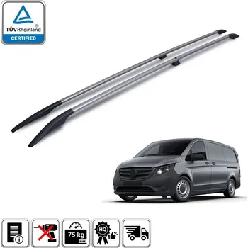 Příčník na automobil Podélné nosiče stříbrné Mercedes Vito (W639), r.v. 2004-2014 - dlouhá verze L3