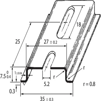 Rozvaděč DIN-lista 35x7,5 - perforovaná, šířka 5,2mm 1m SCHMACHTL TS 35/F5A 1M