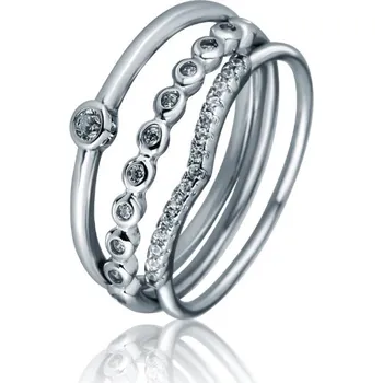 Prsten JVD Stříbrný trojitý prsten se zirkony SVLR1139X61BI 53 mm + 2 měsíce na vrácení zboží