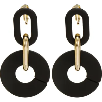 Náušnice B-TOP Dámské geometrické náušnice klipsy - černá/ zlatá