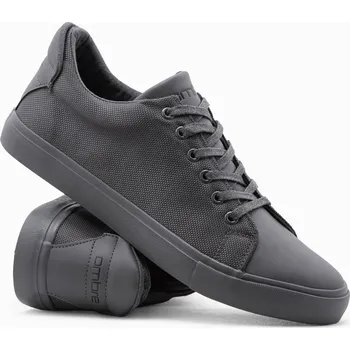 Pánské tenisky Ležérní jednobarevné pánské tenisky z kombinovaných materiálů - šedé V5 OM-FOCS-0105 - 41