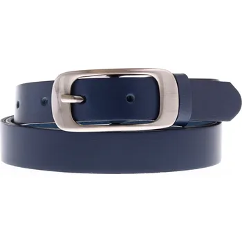 Opasek Dámský úzký kožený opasek Špongr 2514 modrý Velikost = obvod pasu (cm): 65 cm