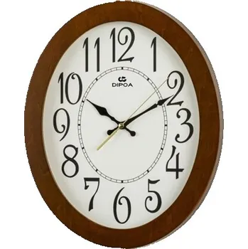 Hodiny Oválné nástěnné dřevěné hodiny Dipoa WN110DB + dárek zdarma