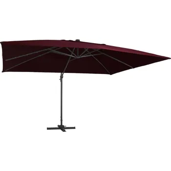 Stínicí technika vidaXL Boční zahradní slunečník s LED osvětlením bordó 400 x 300 cm