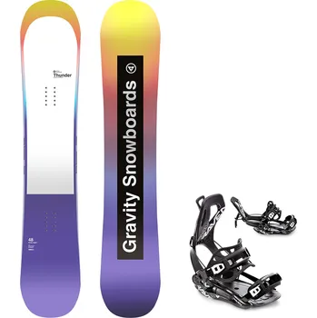 Snowboard Gravity snowboards Snowboard komplet Gravity Thunder 24/25 + vázání Fastec FT360 black Velikost: 142 cm, Velikost vázání: S