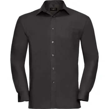 Pánská móda Popelínová košile s dlouhým rukávem 936M black XL