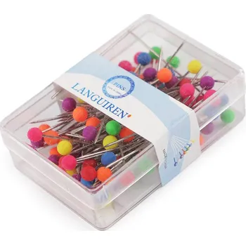 Špendlíky s plastovou neonovou hlavičkou délka 38 mm - mix