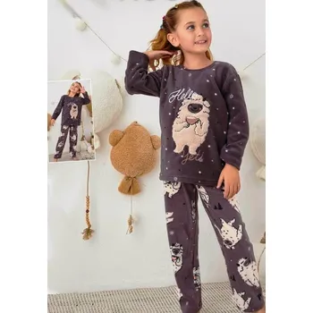 Dívčí pyžamo Extra teplé pyžamo holčičí Hello Yeti 1T0463 šedá 104-110-4-5-let