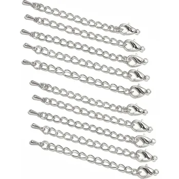 Prodlužovací bižuterní řetízek 7 cm s karabinkou Barva: Stříbrná