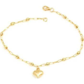 Náramek Dámský zlatý kuličkový náramek se srdíčkem ZLNA1451F 20 cm + Dárek zdarma