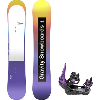 Snowboard Gravity snowboards Snowboard komplet Gravity Thunder 24/25 + vázání S230 black/violet Velikost: 154 cm, Velikost vázání: S/M