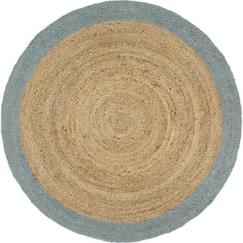 Bytový textil vidaXL Ručně vyrobený koberec juta s olivově zeleným okrajem 210 cm