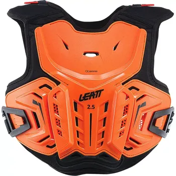 Motocyklový chránič hrudi a pátěře Dětský hrudní/zádový chránič LEATT 2.5 Junior Chest Protector černá/oranžová, pro výšku postavy 134-146 cm, velikost S/M (Homologace CE EN14021)