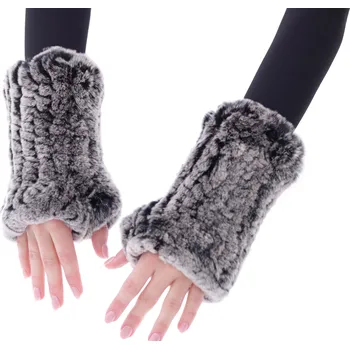 Rukavice Splus Dámské kožešinové rukavice JAPAN z králíka Black & White