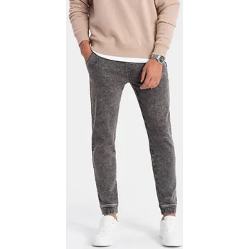 Pánská móda Ombre Men's marbled denim JOGGERS pants - gray Ombre šedá 2561870