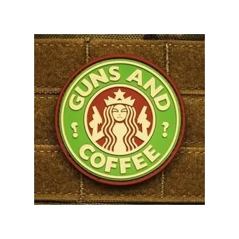 Nášivka Nášivka GUNS AND COFFEE plast MULTICAM