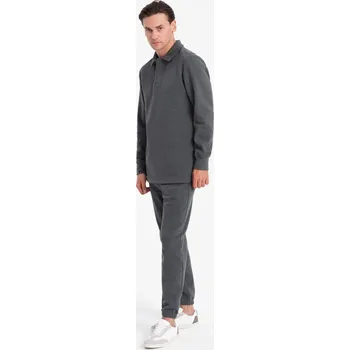 Ombre Men's tracksuit set sweatshirt with polo collar + pants Ombre šedá 2579698
