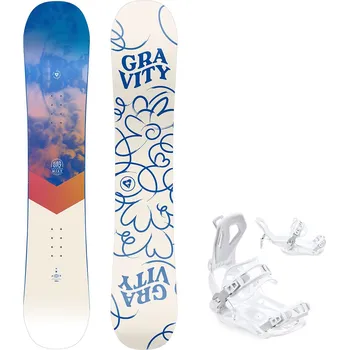Snowboard Gravity snowboards Snowboard komplet Gravity Mist 24/25 + vázání Fastec FT360 white Velikost: 155 cm, Velikost vázání: M