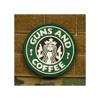 Nášivka Nášivka GUNS AND COFFEE plast ZELENÁ