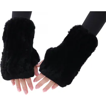 Rukavice Splus Dámské kožešinové rukavice JAPAN z králíka Black