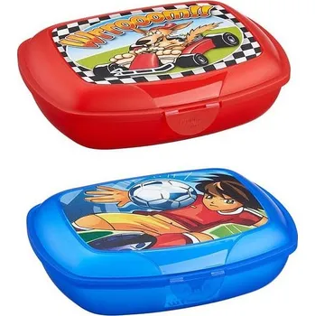 Dóza na potraviny box 1,20l svačina AUTA, FOTBALISTA, 19x14x6cm, klick, plast
