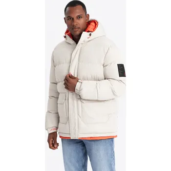 Pánská sportovní teplá bunda s dvojitou kapucí - popelínová V1 OM-JAHP-0208 - M