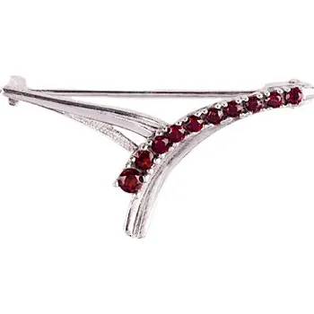 Brož granát - stříbrná brož - linka (5576) povrchová úprava: rhodiované