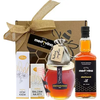 Dárkový potravinový koš Elisa Medový dárek pro babičku sada 5 ks v boxu 20 x 20 cm