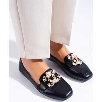 Dámské mokasíny Designové mokasíny dámské černé bez podpatku 37