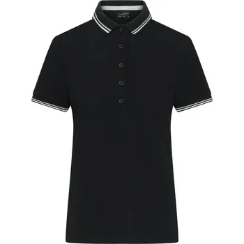 Dámské těžké piqué polo s kontrastními proužky JN 1305 black-white-grey S